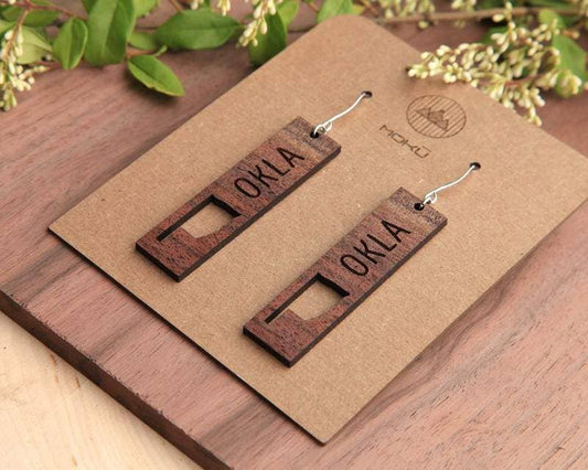 Oklahoma | Wood Earrings | Walnut and Oak