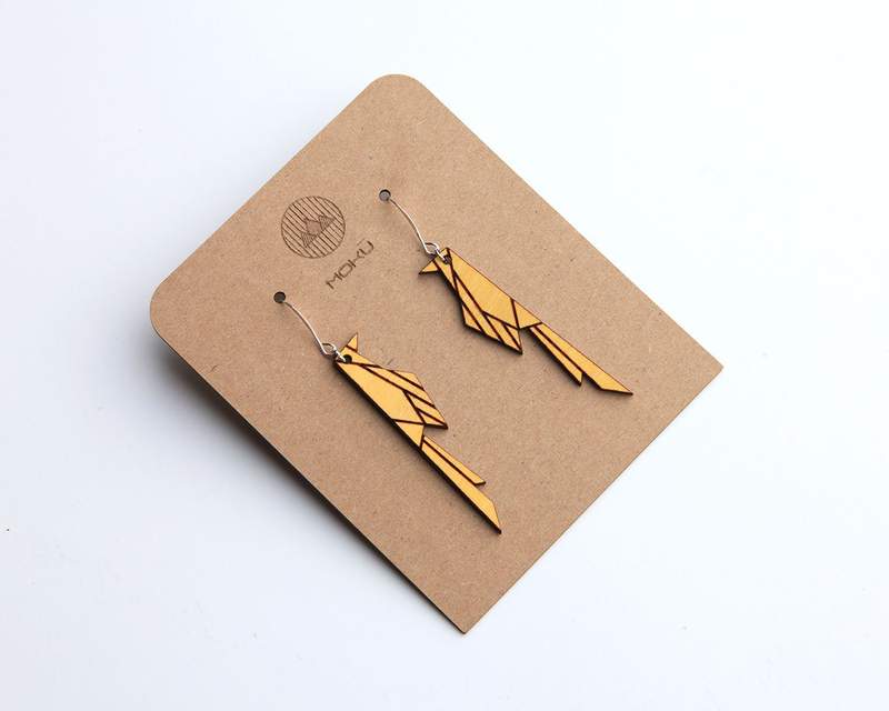 Scissortail | Wood Earrings | Osage Orange and Walnut