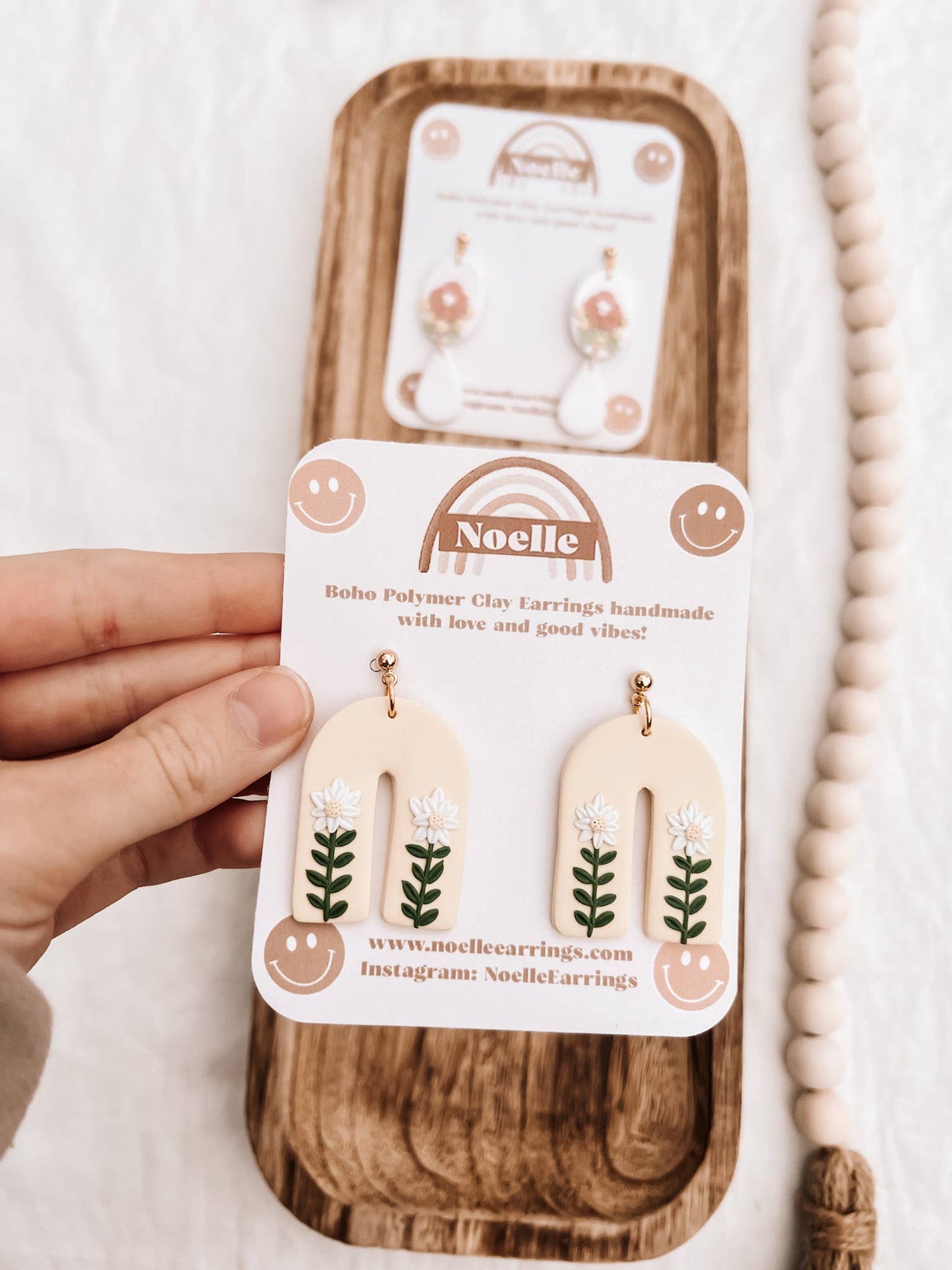 Daisy Field Arches | Spring polymer clay earrings