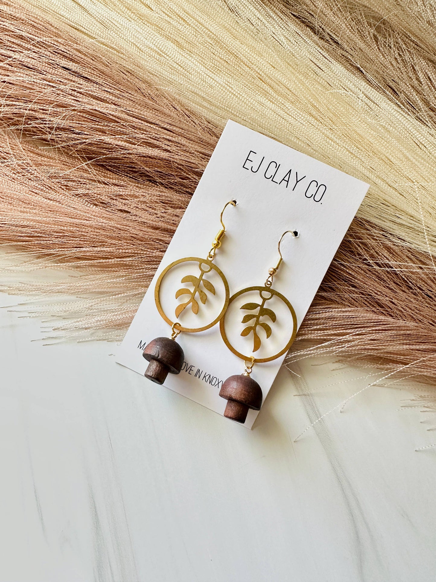 Wooden Mushroom Dangles